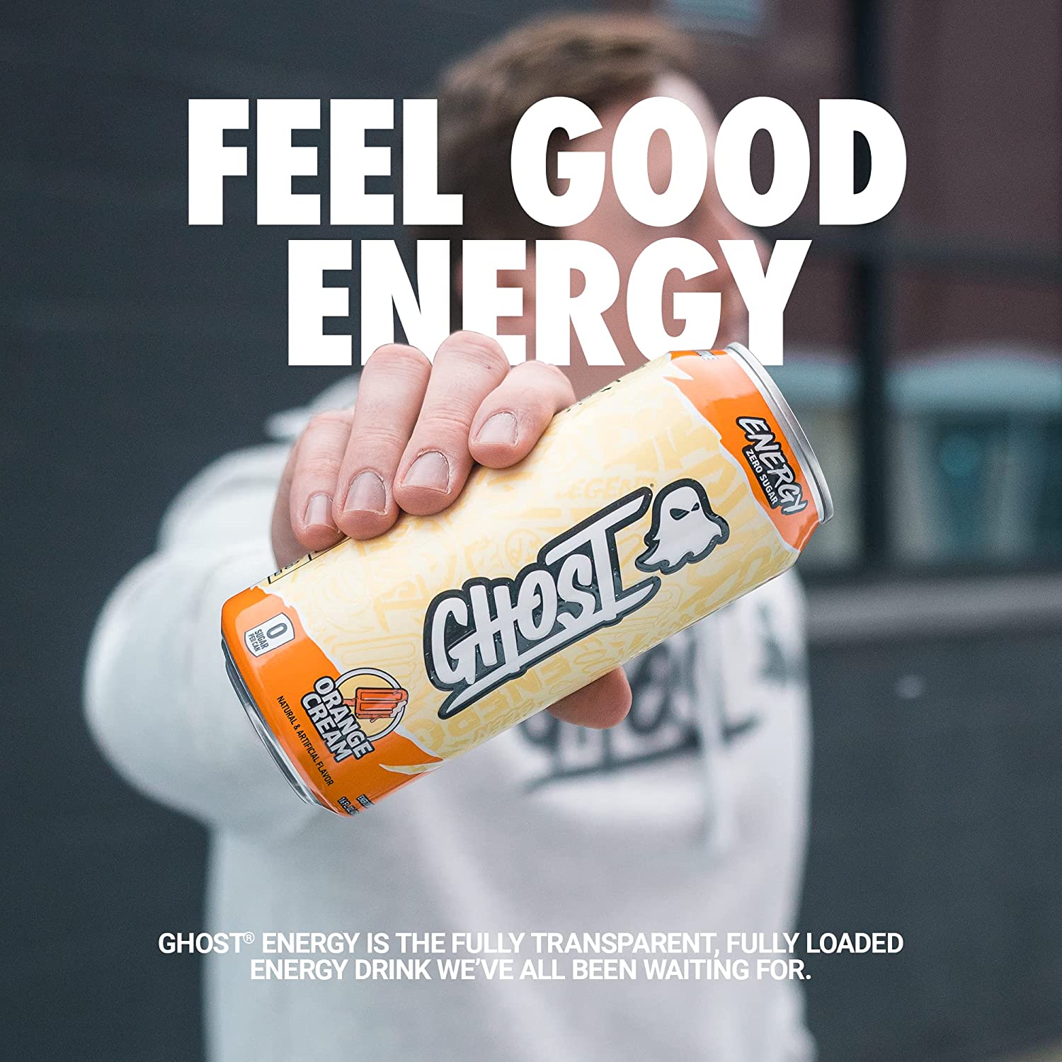 GHOST ENERGY Sugar-Free Energy Drink - 12-Pack， WARHEADS Sour Green Apple， 16oz - Energy & Focus & No Artificial Colors - 200mg of Natural Caffeine， L-Carnitine & Taurine - Soy & Gluten-Free， Vegan - Image 2